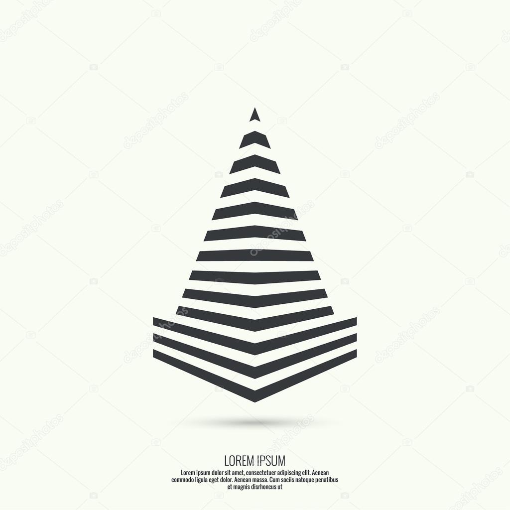 Geometric figure. Pyramid of the strips. Trendy modern logo.