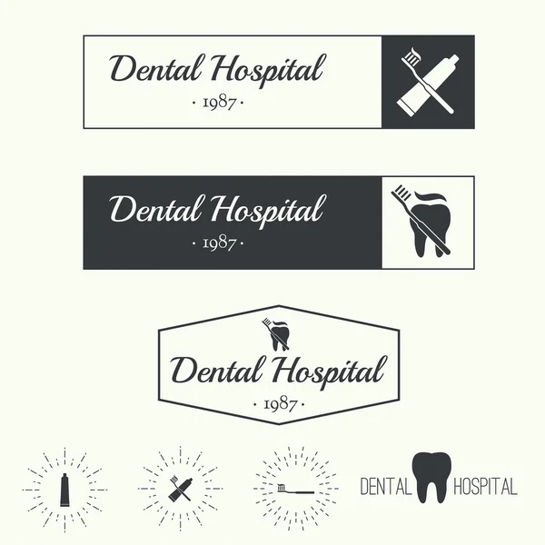 Винтажные баннеры хипстеров, знаки отличия с зубами . — стоковый вектор