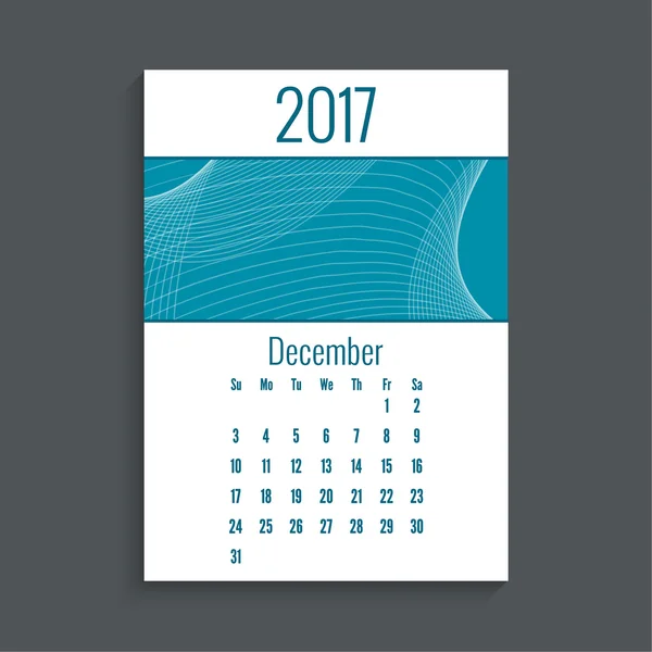 Calendario mensual para 2017 — Vector de stock