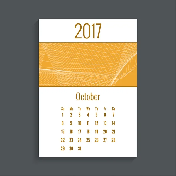 Calendário mensal para 2017 — Vetor de Stock