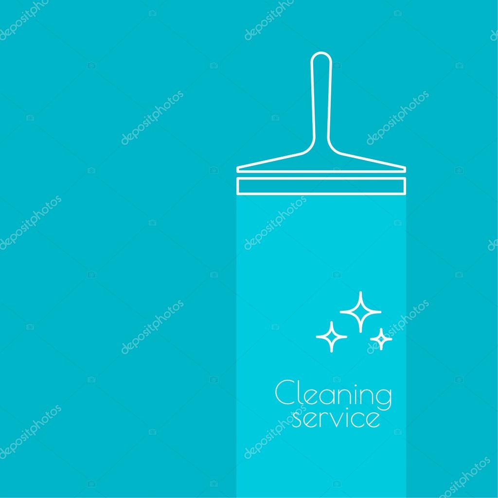Abstract background with vector icon scraper for windows. Linear icon. Thin line. The concept of home cleaning and cleanliness. The symbol of house cleaning. cleaning service.