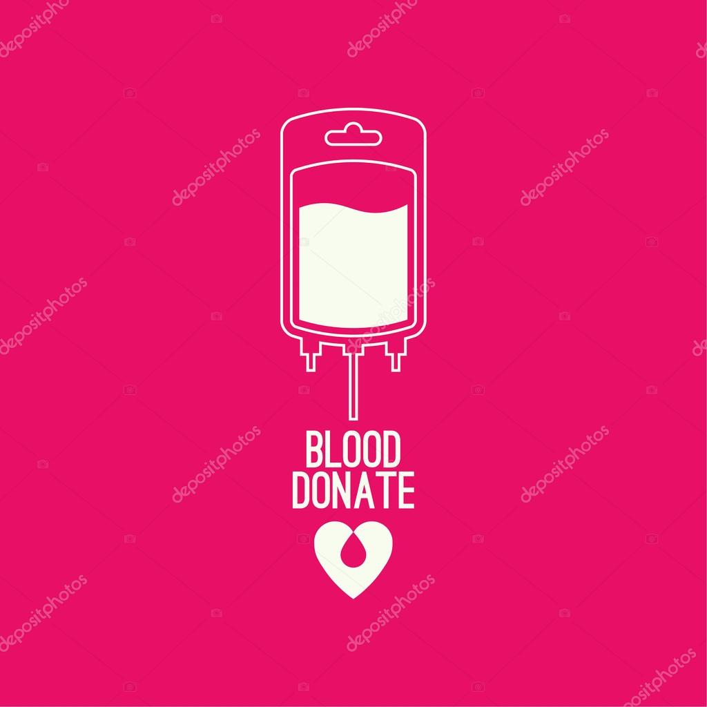 Abstract background with blood bag. Icon donation  with heart. Vector image help the sick and needy. dropper with drop. Logo