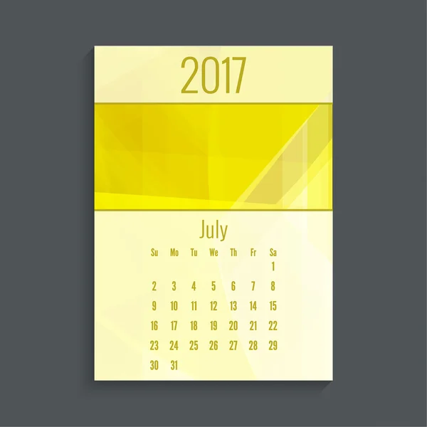 Calendrier mensuel pour 2017 — Image vectorielle