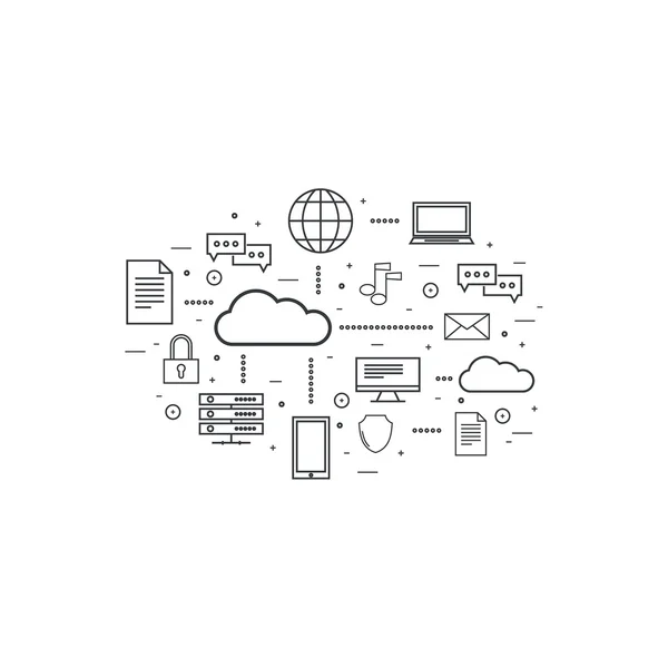 Cloud Computing im Netzwerk. — Stockvektor