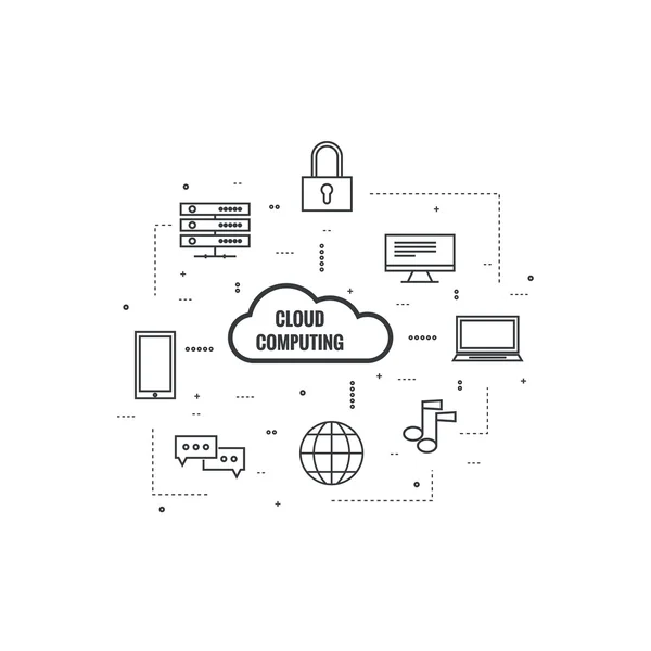 Computación en nube de red . — Archivo Imágenes Vectoriales