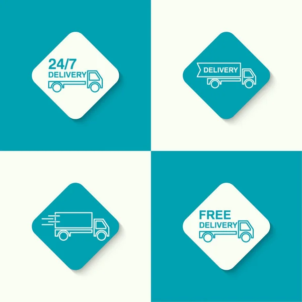 Freight transport. Set of vector icons. — Stock Vector