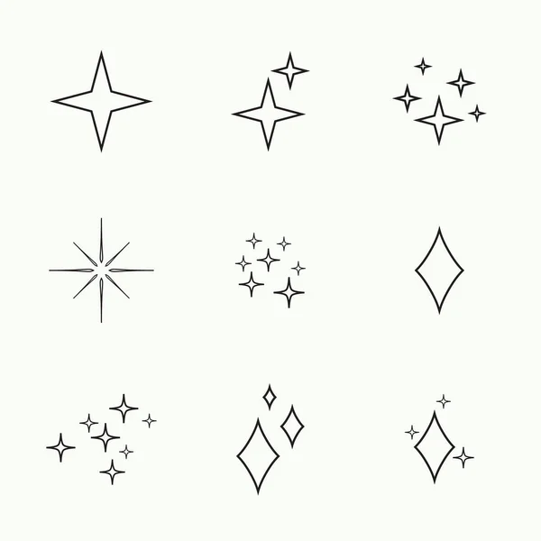 Conjunto de estrellas vectoriales brillan. — Vector de stock