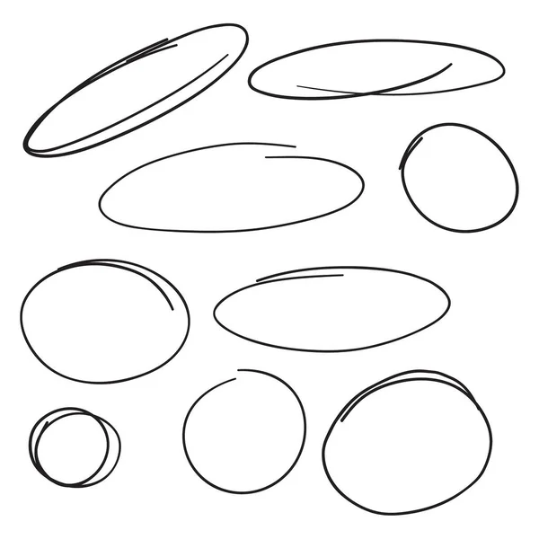 Set ovales dessinés à la main. — Image vectorielle