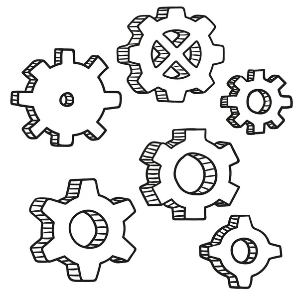 Rueda de engranajes e icono de rueda dentada. — Vector de stock