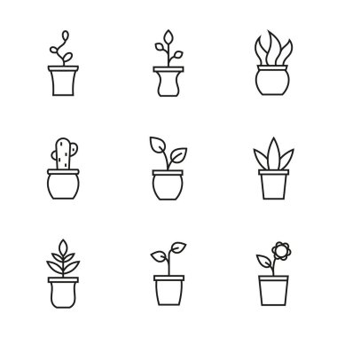 Çiçek saksısı vektör seti