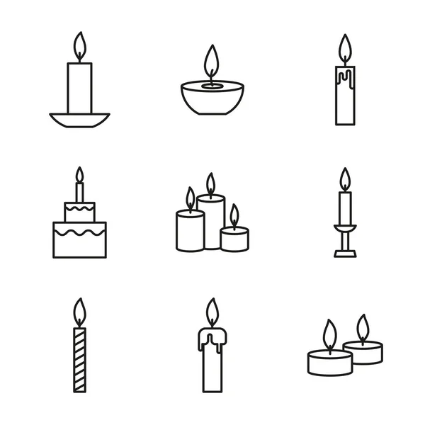 Vector conjunto de velas iconos. — Archivo Imágenes Vectoriales