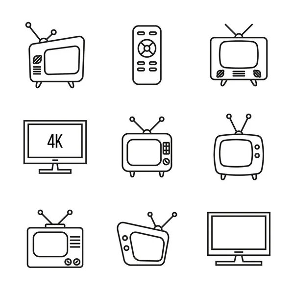 Conjunto vectorial de iconos de TV antiguos. — Vector de stock