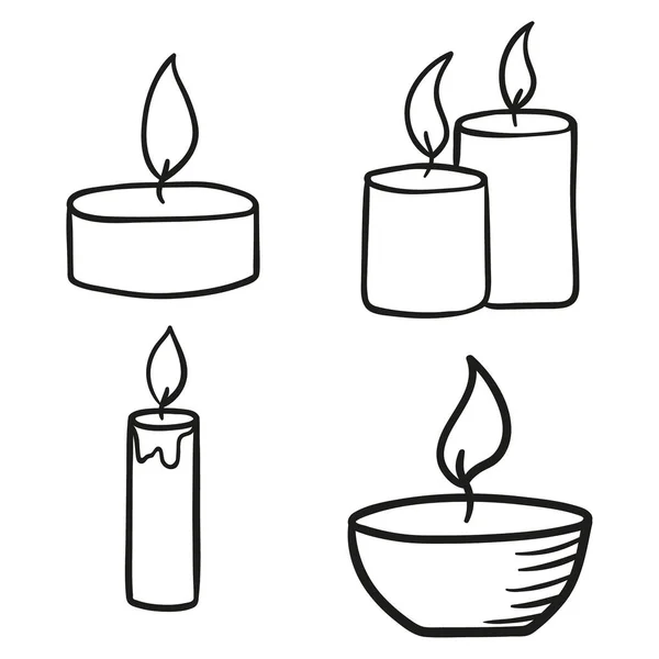 Conjunto de velas encendidas . — Archivo Imágenes Vectoriales