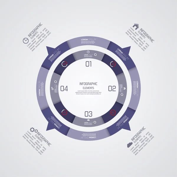 Papier cirkel met sectoren en pointers. — Stockvector