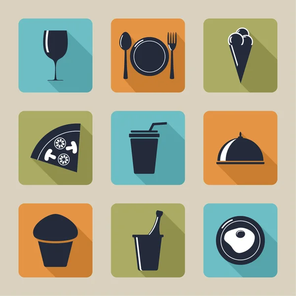 Set of icons with food and drinks — Stock Vector