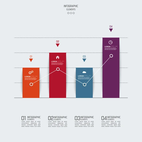 Documento gráfico con indicadores y crecimiento de escala . — Vector de stock