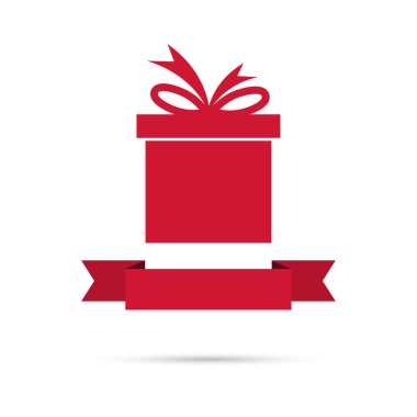 Hediye kutusu ile şerit. düz tasarım.