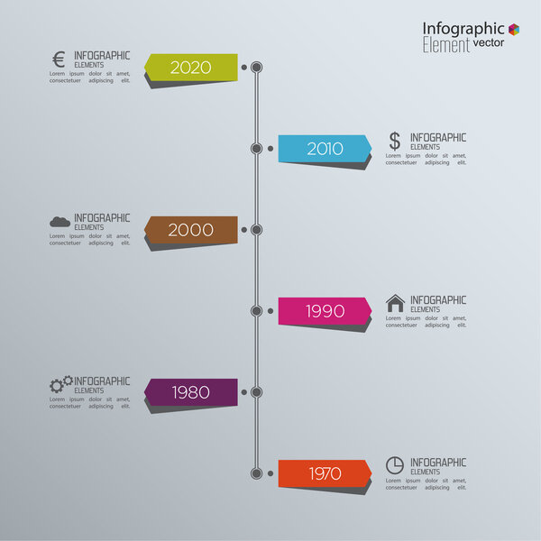 Timeline Infographic with arrows and pointers.