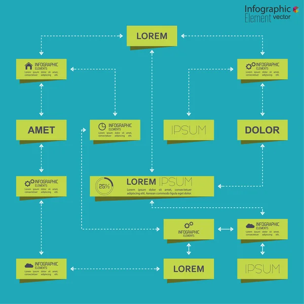 Modèle d'organigramme d'entreprise avec des éléments rectangle . — Image vectorielle