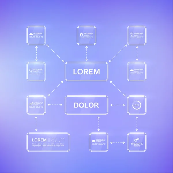 Plantilla de organigrama corporativo con elementos rectángulos . — Archivo Imágenes Vectoriales