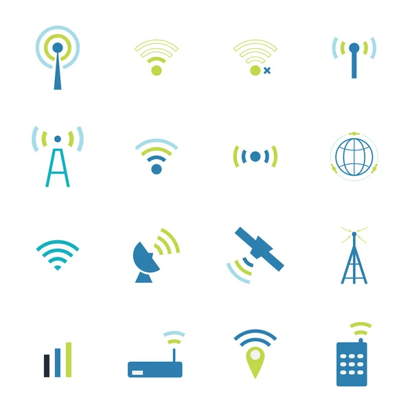 Establecer diferentes vectores inalámbricos y wifi iconos — Vector de stock