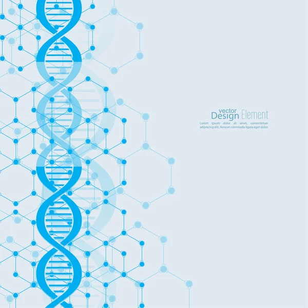 Fondo abstracto con estructura de molécula de ADN — Vector de stock