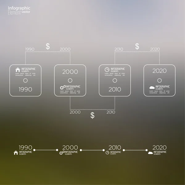Timeline-Infografik mit Pfeilen und Zeigern. — Stockvektor