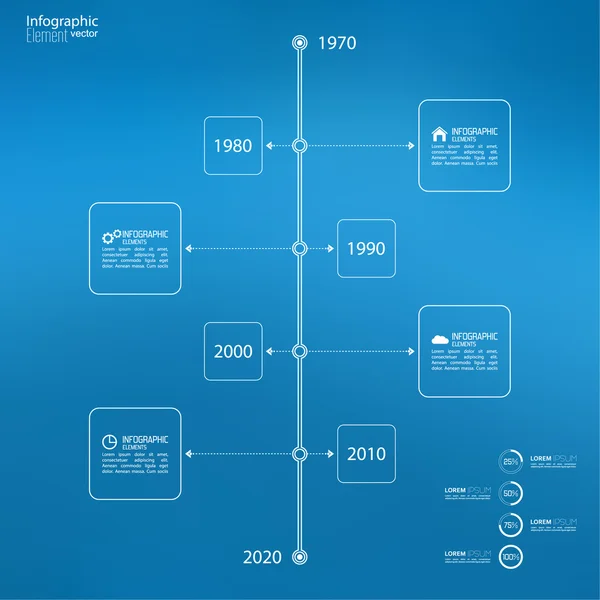 Linha do tempo Infográfico com setas e ponteiros . — Vetor de Stock