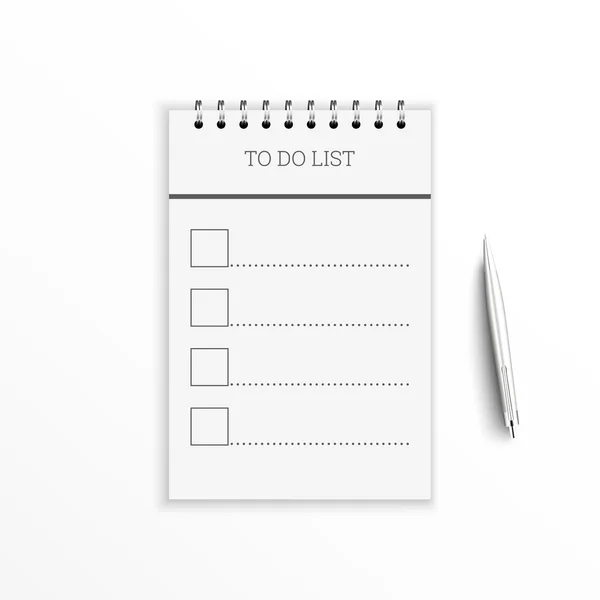 Cuaderno con lista de tareas pendientes . — Vector de stock