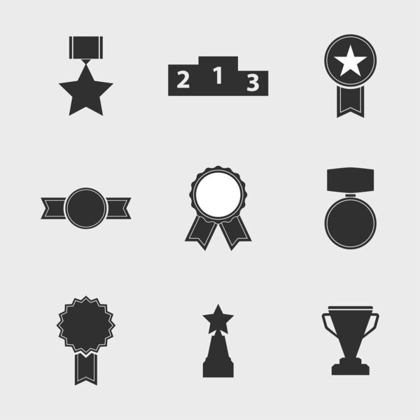 Set of vector icons of different awards
