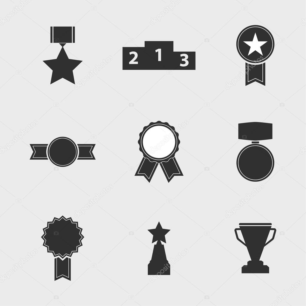 Set of vector icons of different awards