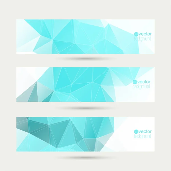 Set van vector banners met driehoeken en veelhoek mesh. — Stockvector