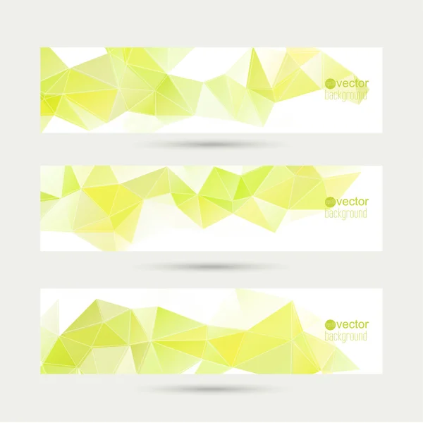 Set van vector banners met driehoeken en veelhoek mesh. — Stockvector