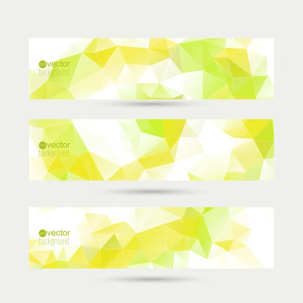 Set van vector banners met driehoeken en veelhoek mesh. — Stockvector