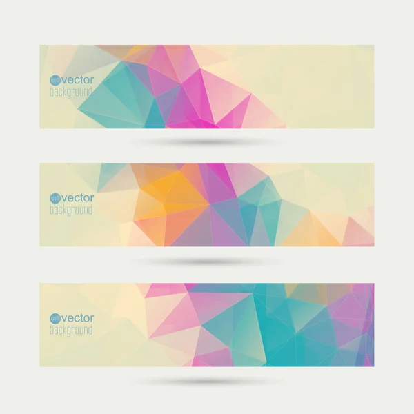 Set van vector banners met driehoeken en veelhoek mesh. — Stockvector