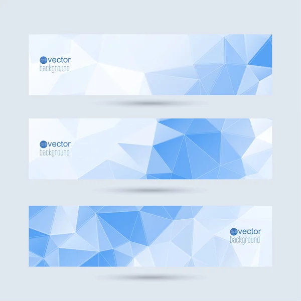 Set van vector banners met driehoeken en veelhoek mesh. — Stockvector