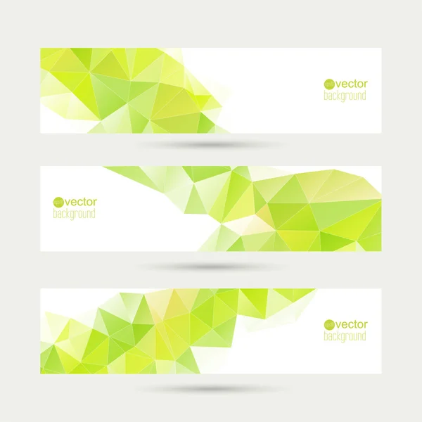 Set van vector banners met driehoeken en veelhoek mesh. — Stockvector