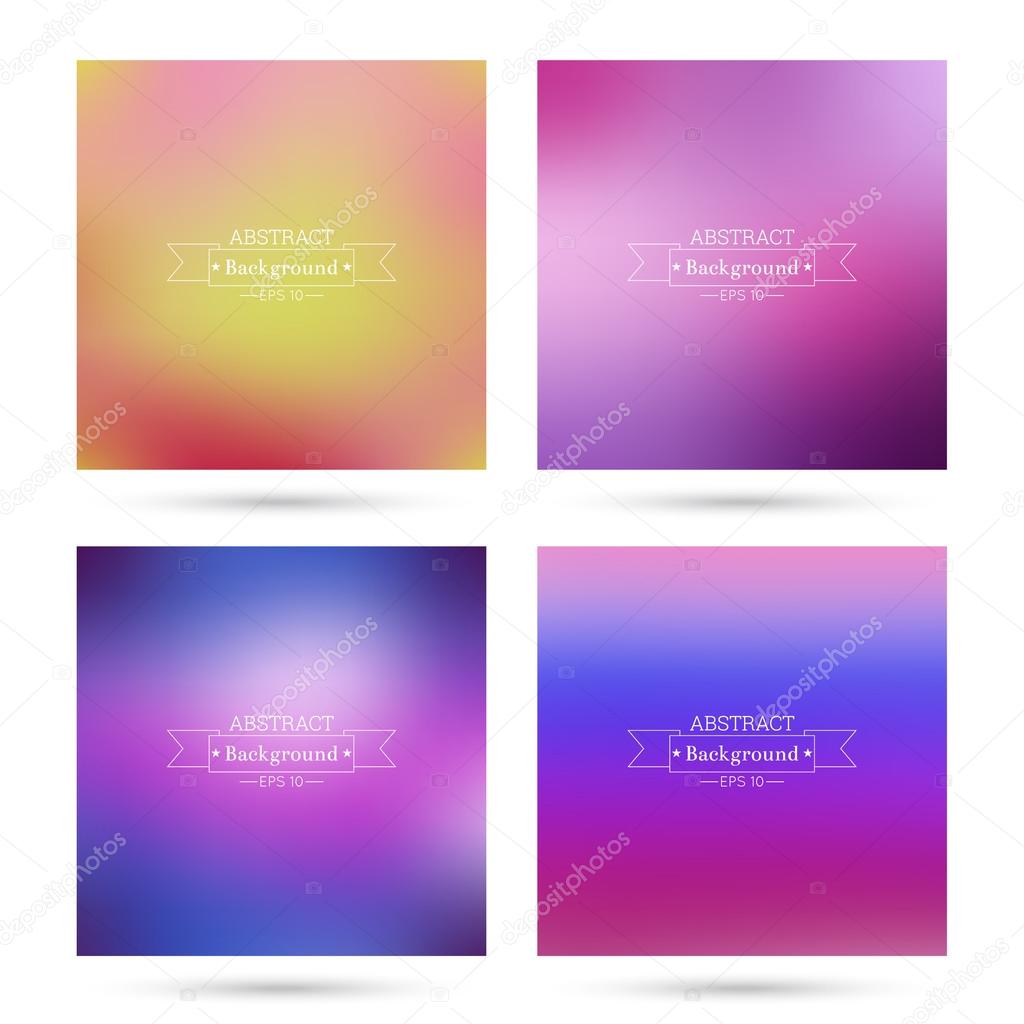Set of vector colorful abstract backgrounds blurred.