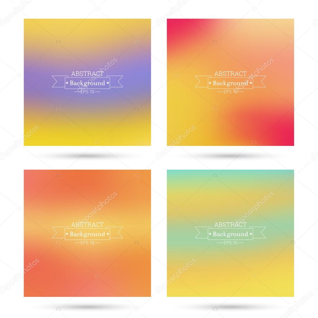 Set of vector colorful abstract backgrounds blurred.