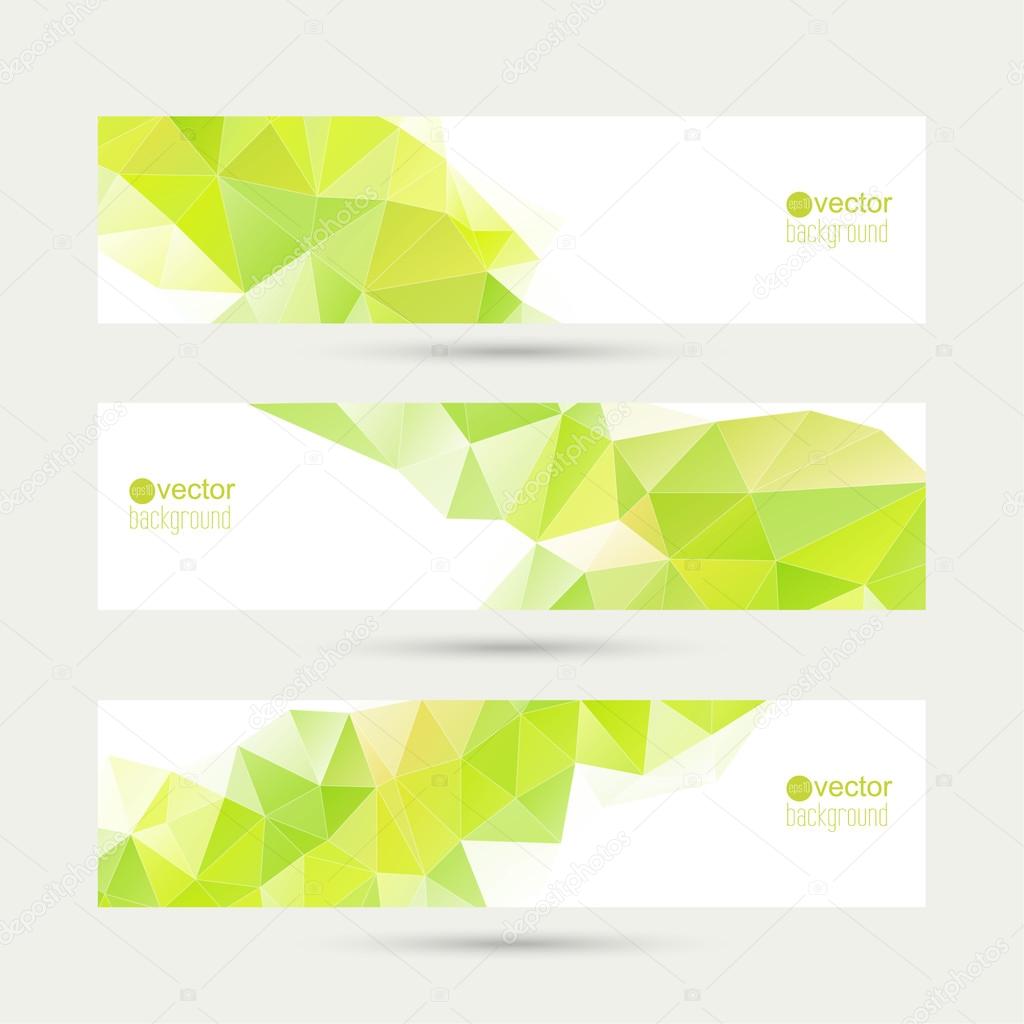 Set of vector banners with triangles and polygon mesh.