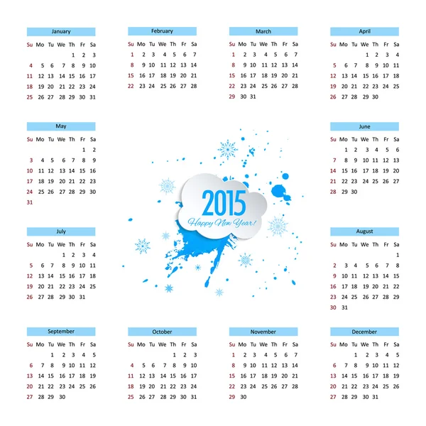 Kalender voor het jaar 2015. — Stockvector