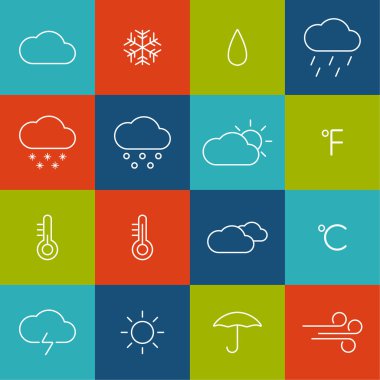 set hava durumu simgeleri.