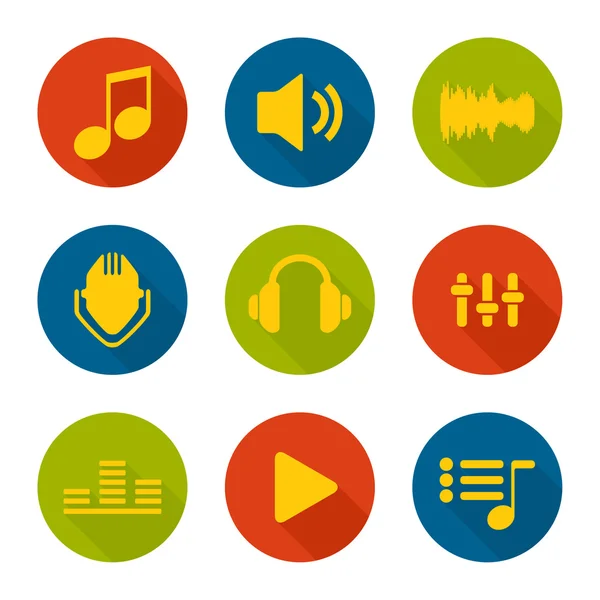 Set von Vektorsymbolen Musik für App. — Stockvektor