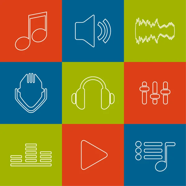 Set of vector icons music for app. — Stock Vector