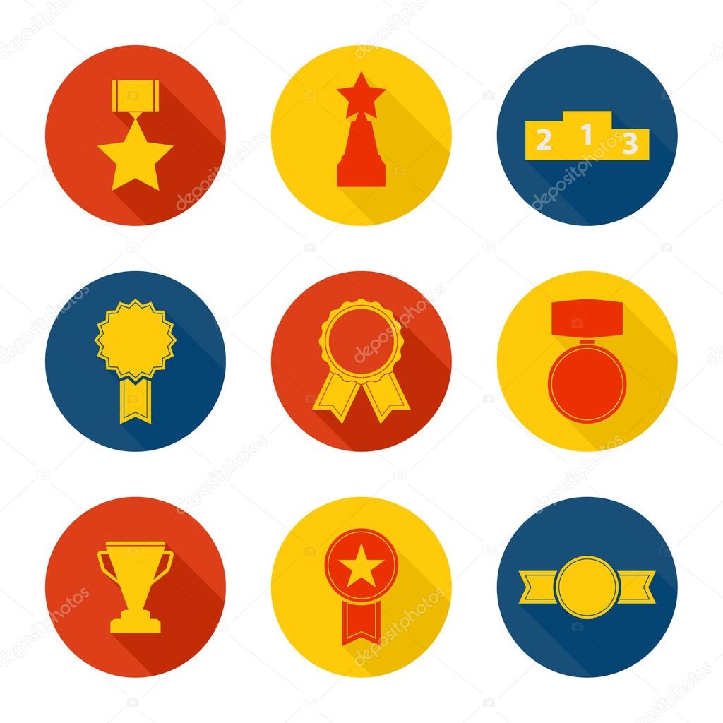 Set of vector icons of different awards