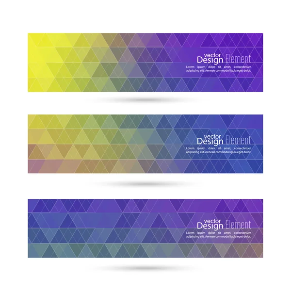 Conjunto de banners vectoriales con triángulos y malla poligonal . — Vector de stock