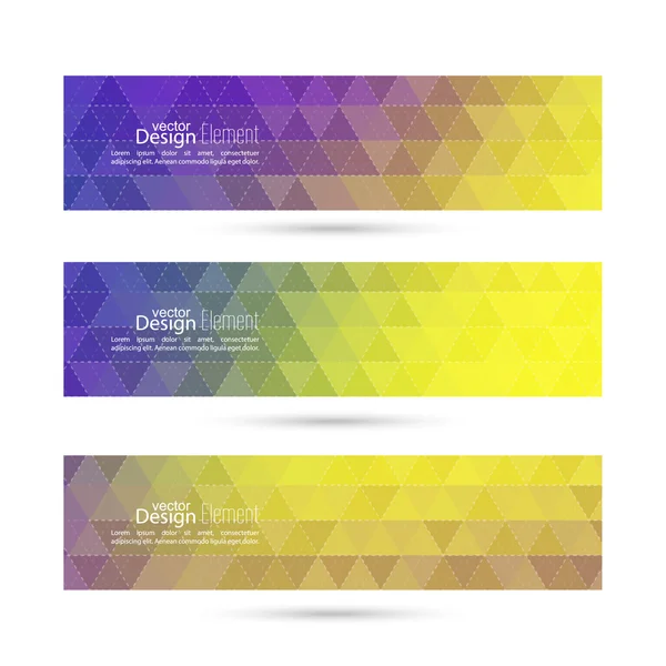 Conjunto de banners vectoriales con triángulos y malla poligonal . — Vector de stock