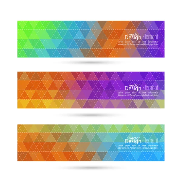 Set of vector banners with triangles and polygon mesh. — Stock Vector