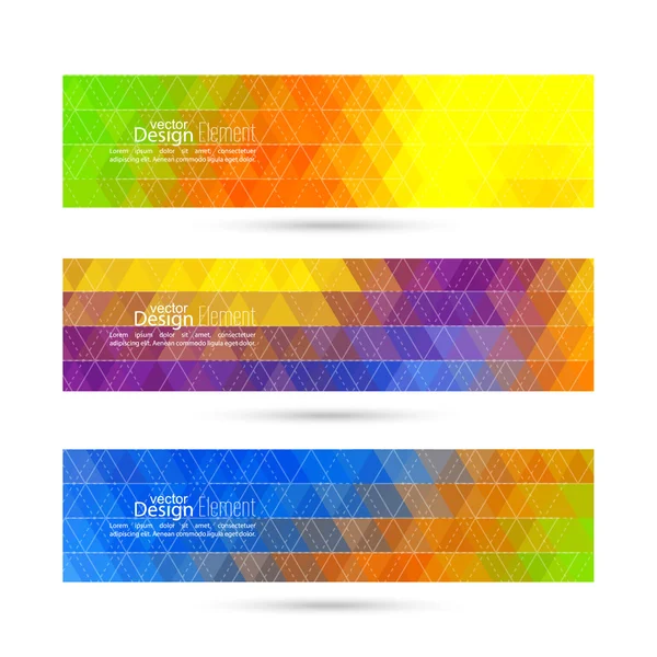 Conjunto de banners vectoriales con triángulos y malla poligonal . — Vector de stock