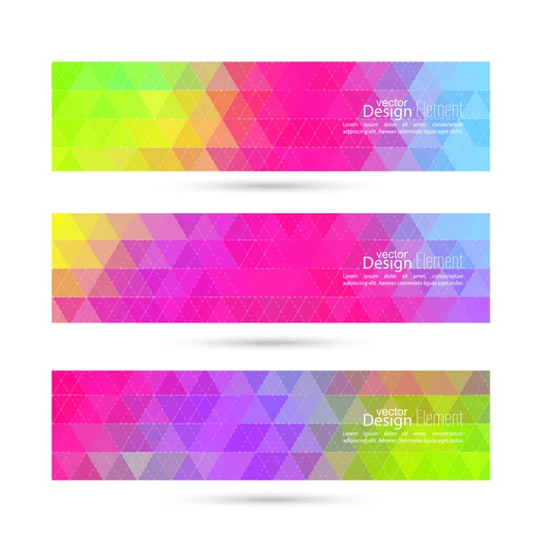 Set of vector banners with triangles and polygon mesh. — Stock Vector